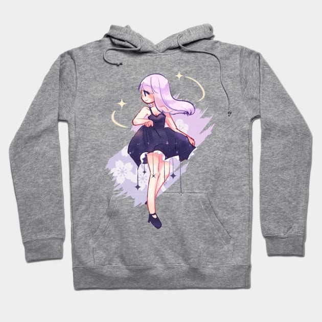 Starry aesthetic kawaii anime girl Hoodie by mushopea